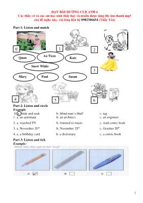 Bài tập dạy thêm Tiếng Anh Lớp 6